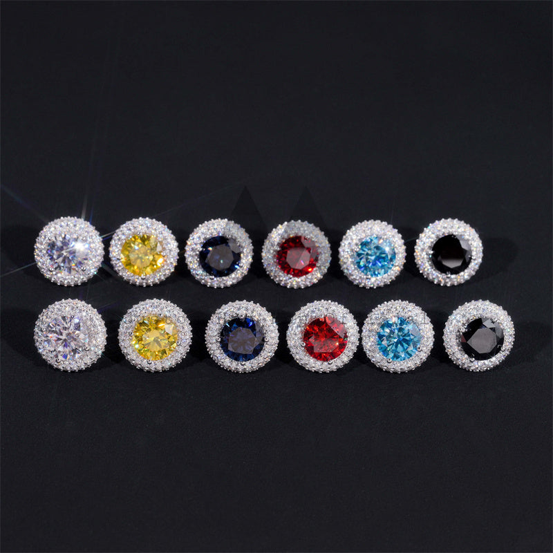 Screw Back Silver New Arrival Halo Diamond Style VVS Moissanite Stud Earrings 10MM Middle Stone