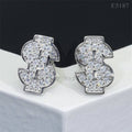 Iced Out 925 Sterling Silver VVS Moissanite Dollar Sign Earrings for Men Hip Hop Jewelry0