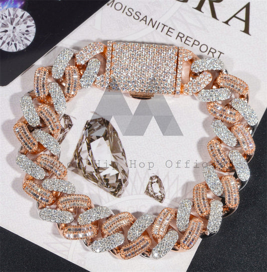 Gra 15MM Iced Out Moissanite Diamond Hip Hop Jewelry Cuban Link Bracelet