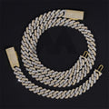 12MM Moissanite Two-Tone Cuban Link Chain 14K Gold