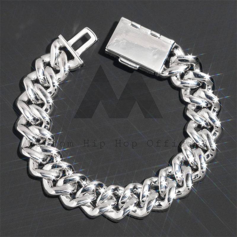 Men's hip hop jewelry with 18MM VVS Moissanite Diamond Cuban Link Bracelet Three Rows Fully Iced Out3