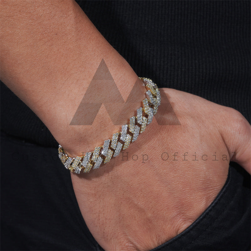 12MM Moissanite Two-Tone Cuban Link Chain 14K Gold