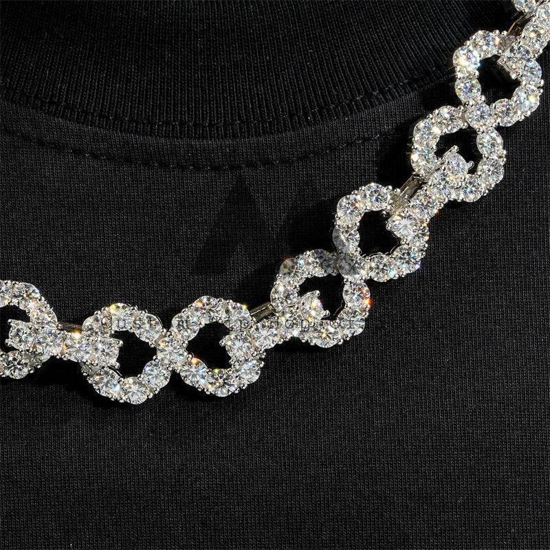 15MM Iced Out Moissanite Infinity Link Chain 14K Gold
