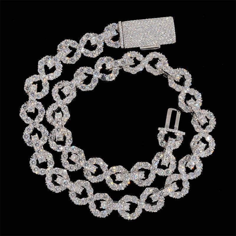 15MM Iced Out Moissanite Infinity Link Chain 14K Gold