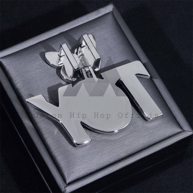 Silver Moissanite Buss Down 2inch Width Custom Name TOY with Butterfly Bail Fit For 4MM Tennis Chain
