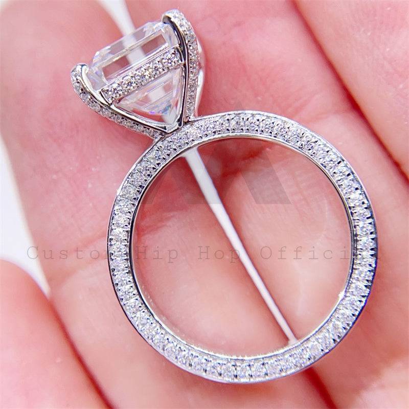 design de moda anel de noivado em ouro branco 10k com corte asscher vvs diamante moissanite