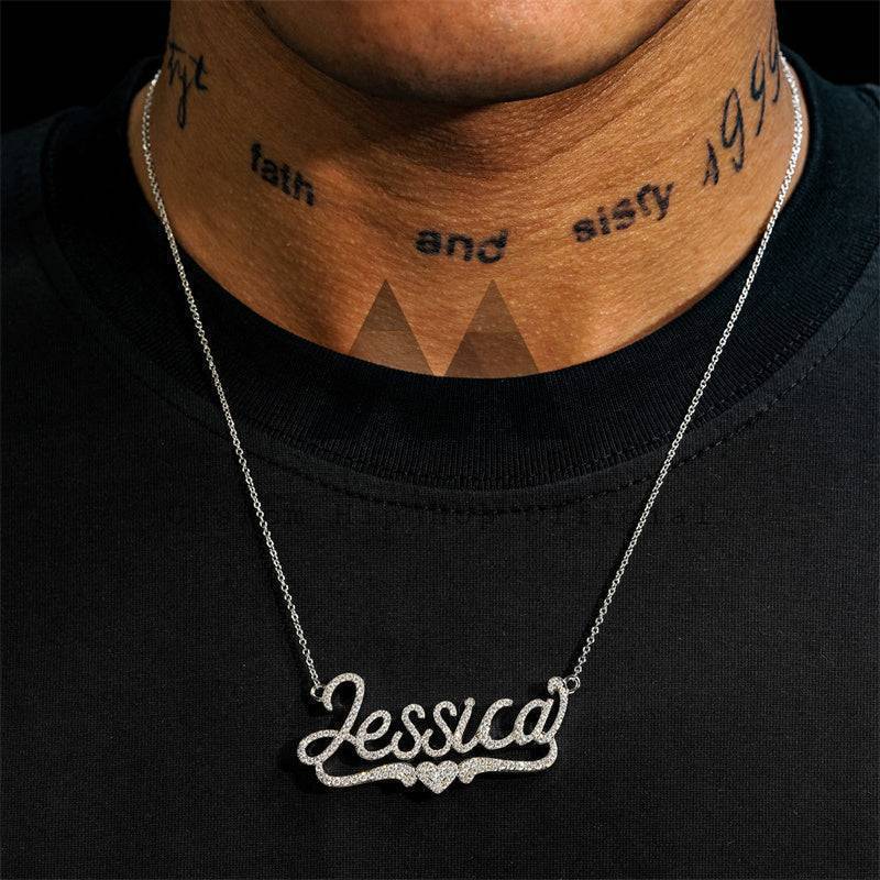 white gold 925 silver women fashion desgin 2" width custom love jessica name necklace