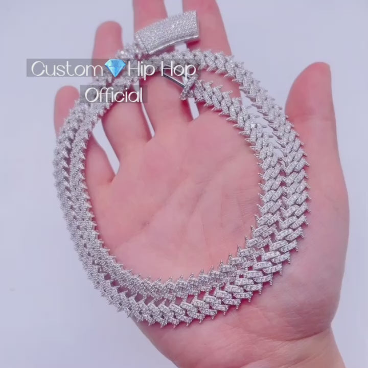 10MM Moissanite Cuban Link Chain 10K Gold