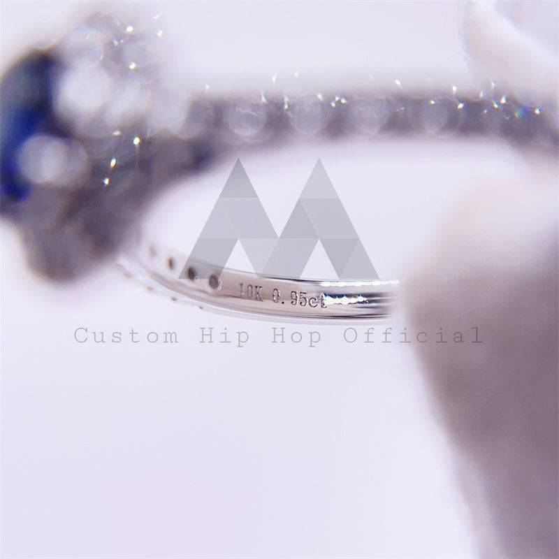 Halo Diamond Style 925 Silver 10K 14K 18K Gold Lab Sapphire Mix Moissanite Engagement Ring