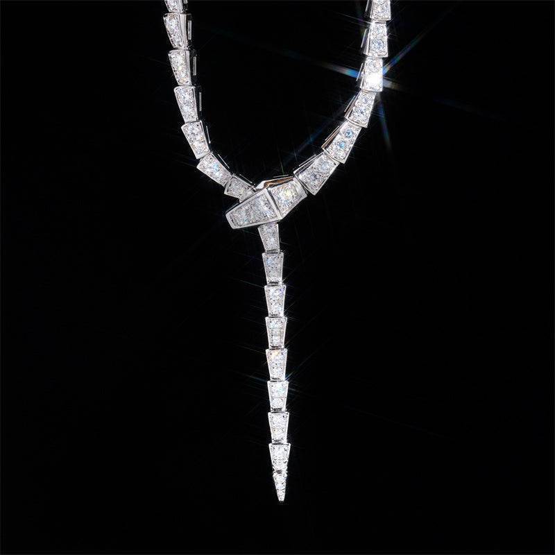 Iced Out Moissanite Diamond Sterling Silver 925 Snake Necklace for Women in Hip Hop Jewelry Style4
