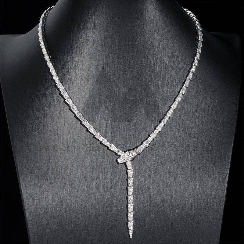 Iced Out Moissanite Diamond Sterling Silver 925 Snake Necklace for Women in Hip Hop Jewelry Style2