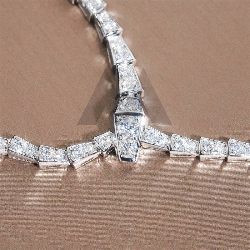 Iced Out Moissanite Diamond Sterling Silver 925 Snake Necklace for Women in Hip Hop Jewelry Style1