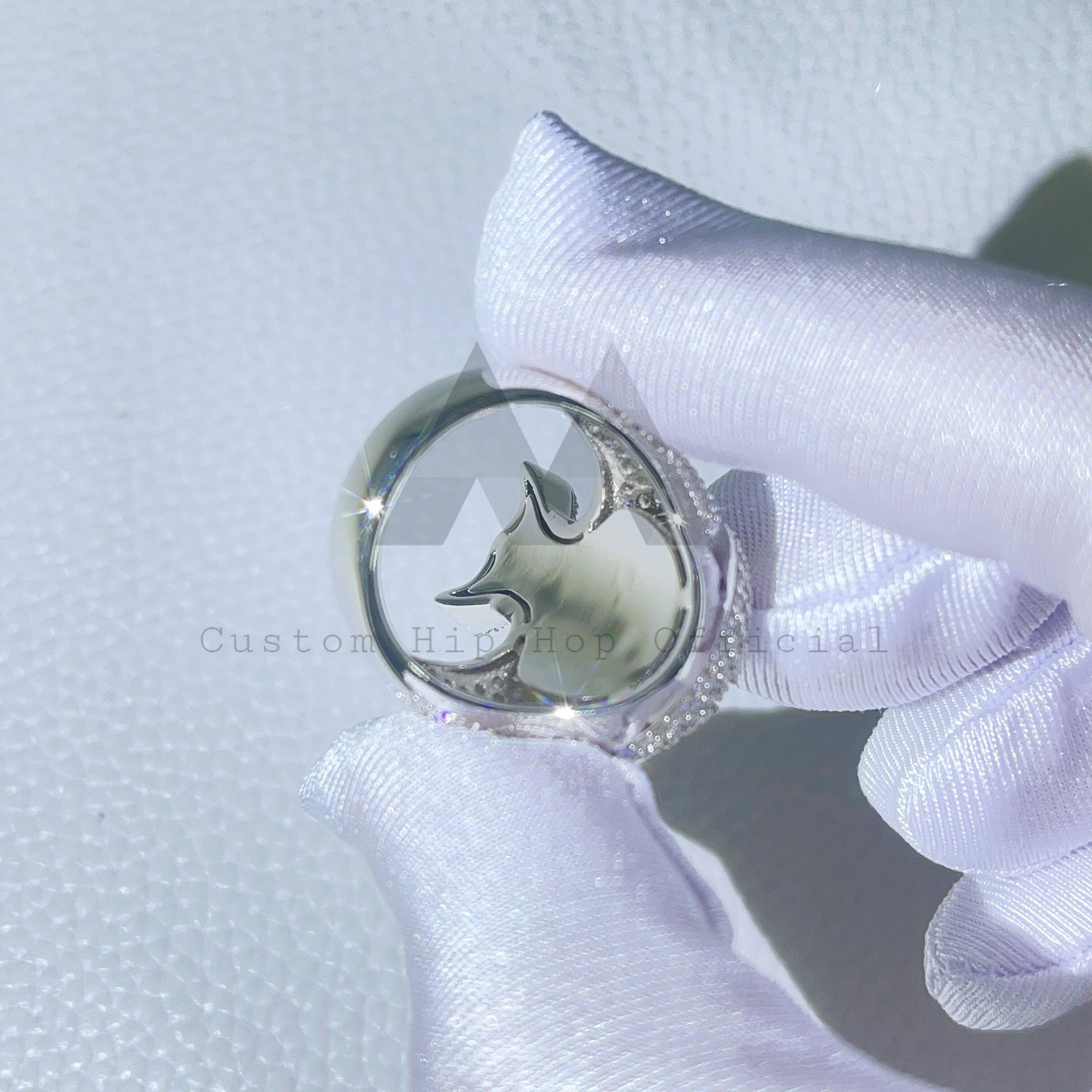 Nova chegada 925 prata gelada hip hop vvs moissanite diamonmd anel de saco de dinheiro