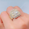 14K Gold Plating Over Solid 925 Baguette Cut Moissanite Diamond Cluster Hip Hop Iced Out Ring