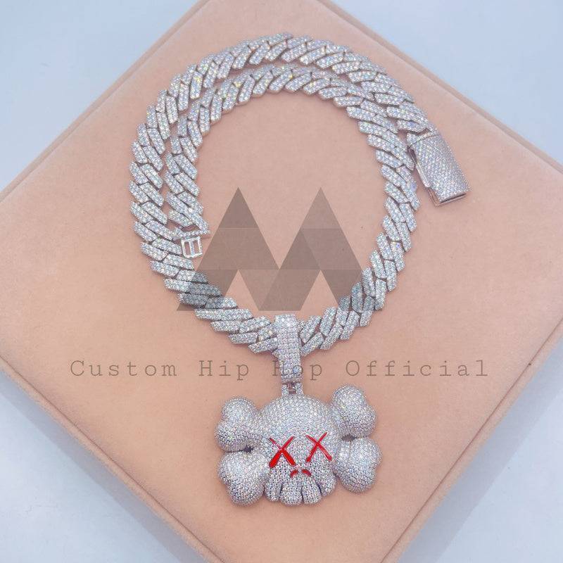 Iced Out Kaws Moissanite Diamond Pendant with Hip Hop Cuban Chain hip hop jewelry