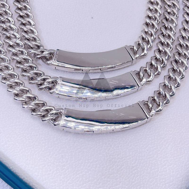 10mm VVS Moissanite Diamond Iced Out Cuban Link Chain With Long Curved Clasp