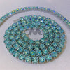 Hip hop jewelry featuring GRA 6.5MM Tiffany Blue Green Moissanite Tennis Chain in White Gold 925 Silver2