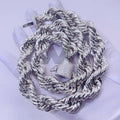 15MM Iced Out Moissanite Diamond Clasp on Silver Rope Chain with VVS Diamonds