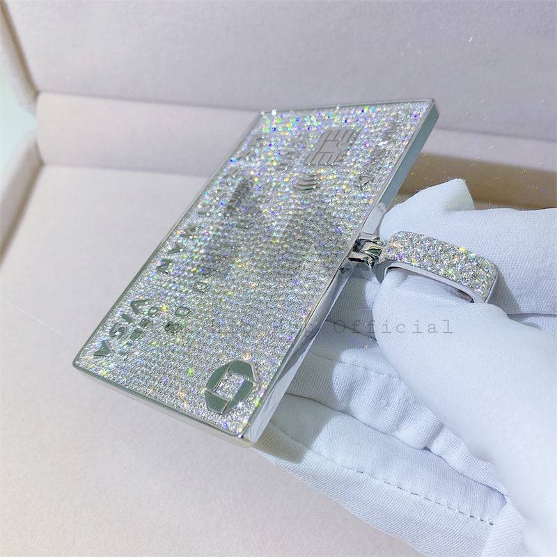 Luxury solid silver Moissanite iced credit card pendant hip hop jewelry3