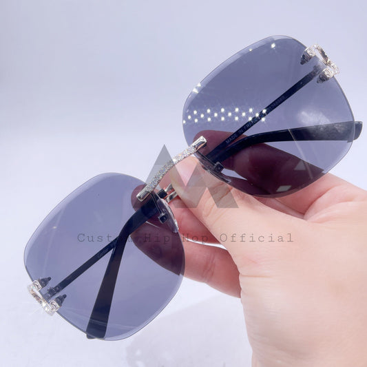 Sterling Silver vvs moissanite iced out hip hop glasses with grey lens