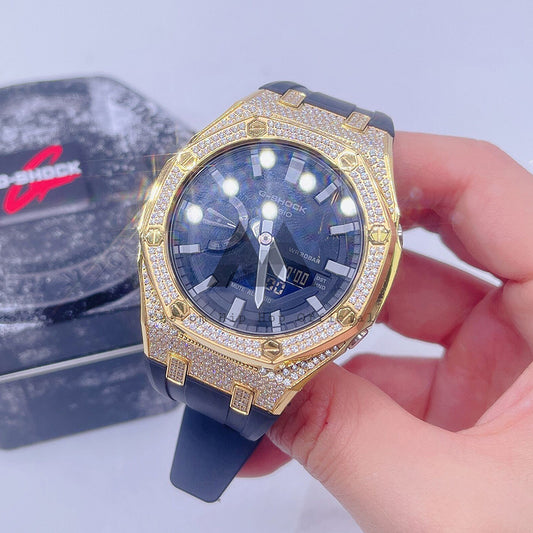 Hot Sell Stainless Steel CNC Setting VVS Moissanite Watch GA2100 Casio