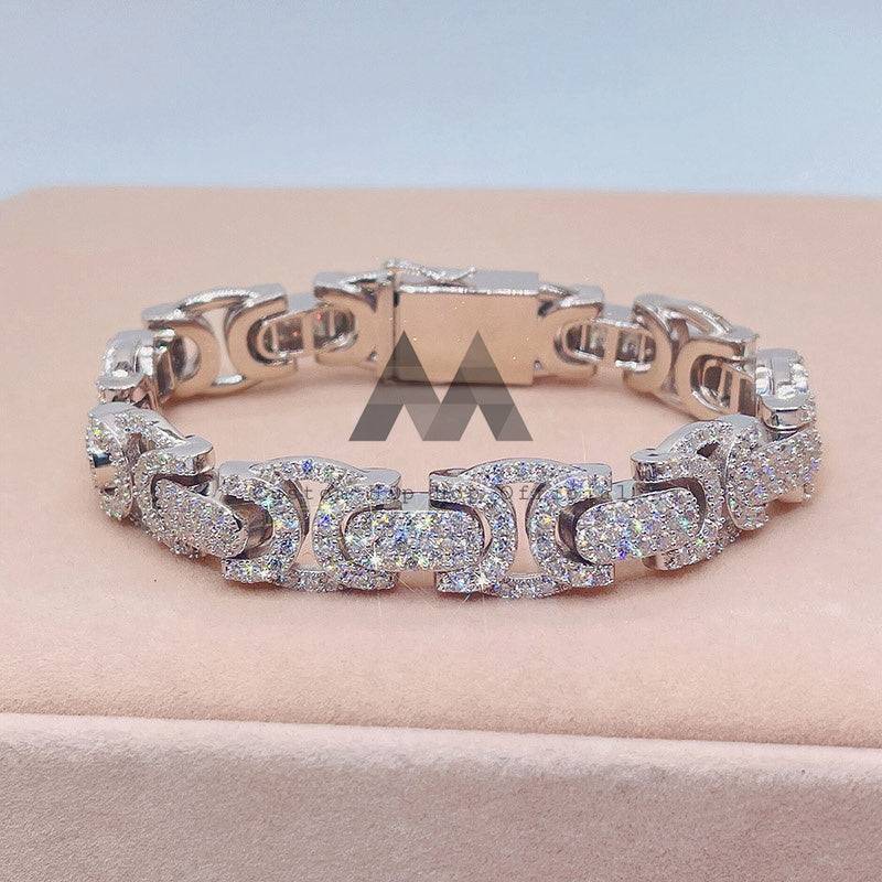 Luxury 15MM Iced Out Moissanite Cuban Bracelet for Hip Hop Style