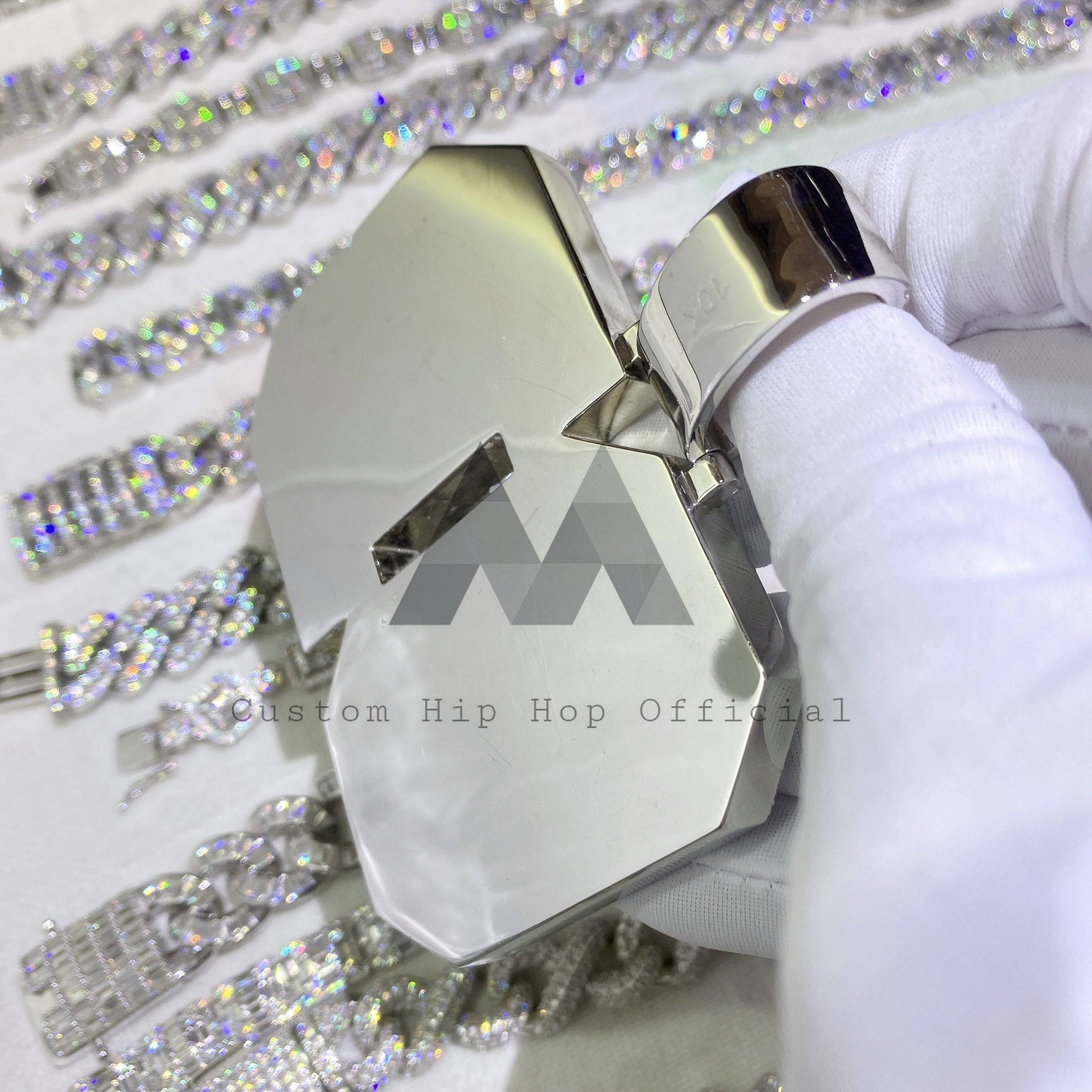 VVS Baguette Moissanite Diamond Initial Letter Pendant in Hip Hop Jewelry Style Iced Out0