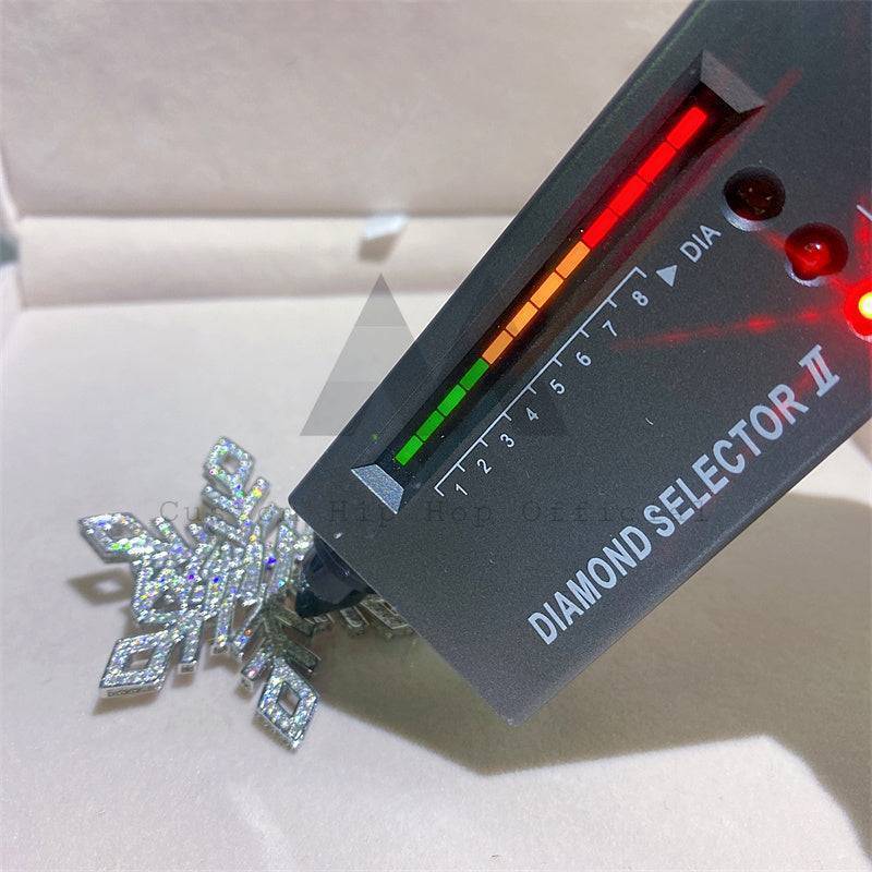 White Gold Over Silver 925 Snow Flower Flake VVS Moissanite Pendant GRA Certificated