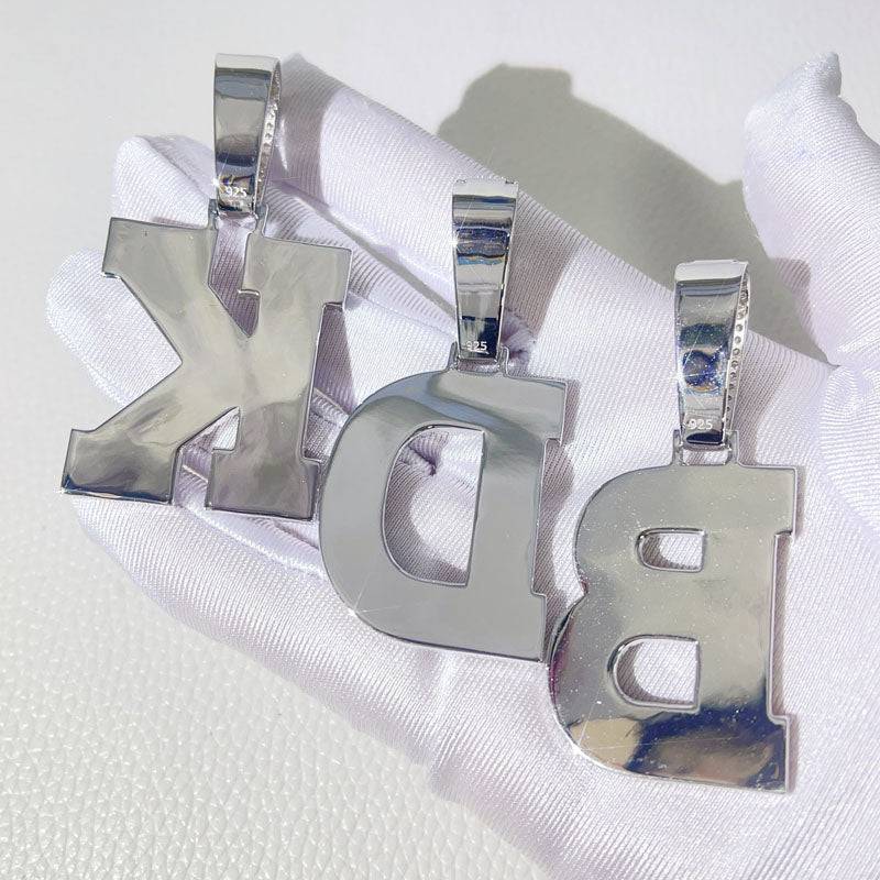 Hip hop jewelry sterling silver VVS moissanite custom initial letter pendant iced out style1
