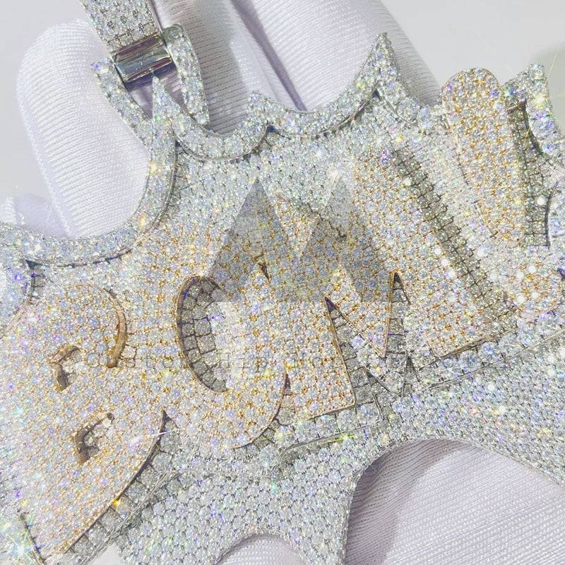 Custom BOM Pendant Rose Gold Mix White Gold Hip Hop Name Chain Iced Out