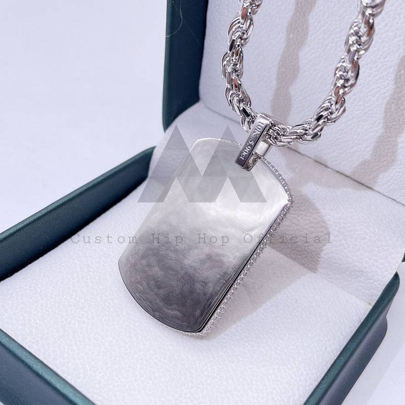 Custom Moissanite VVS Iced Dog Tag with Photo Slot hip hop jewelry