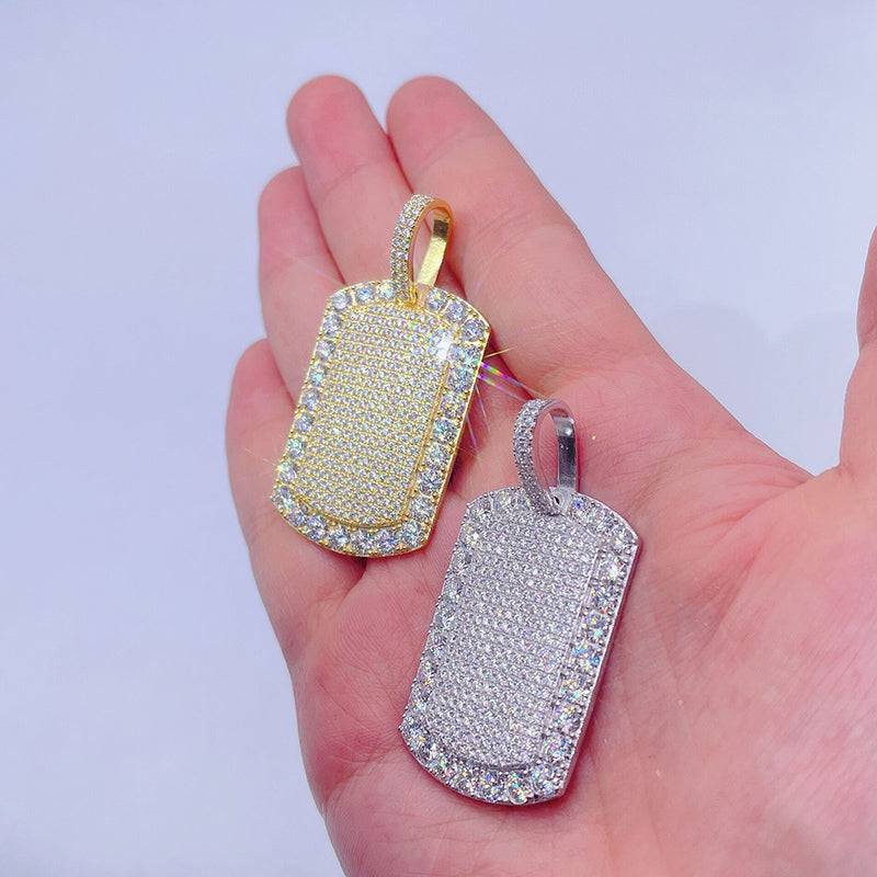 Hip hop jewelry featuring VVS Moissanite Iced Out Dogtag Pendant2