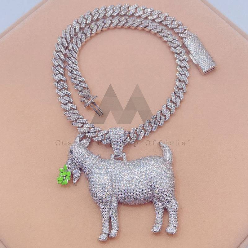 Hip hop jewelry featuring 3D design iced out goat pendant fit for 8MM Cuban chain with VVS Moissanite4