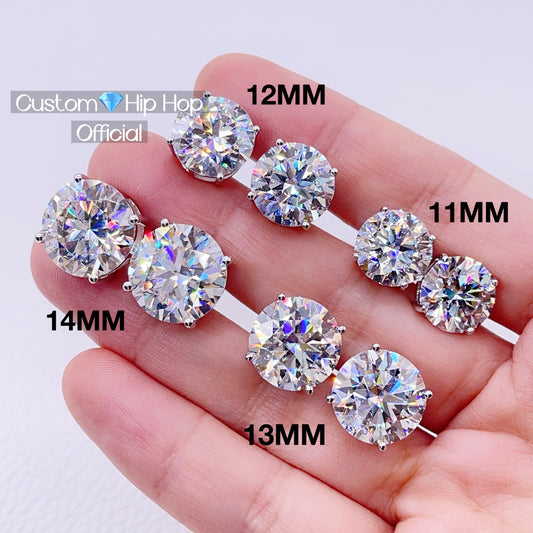 Huge size 11mm 12mm 13mm 14mm moissanite studs with screw back sterling silver