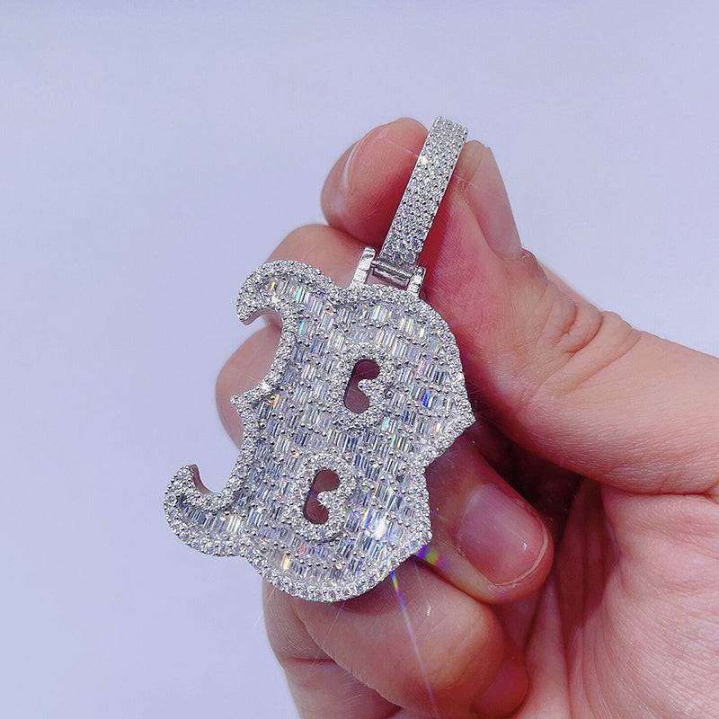 Iced Out VVS D Color Moissanite Initial Pendant Hip Hop Jewelry