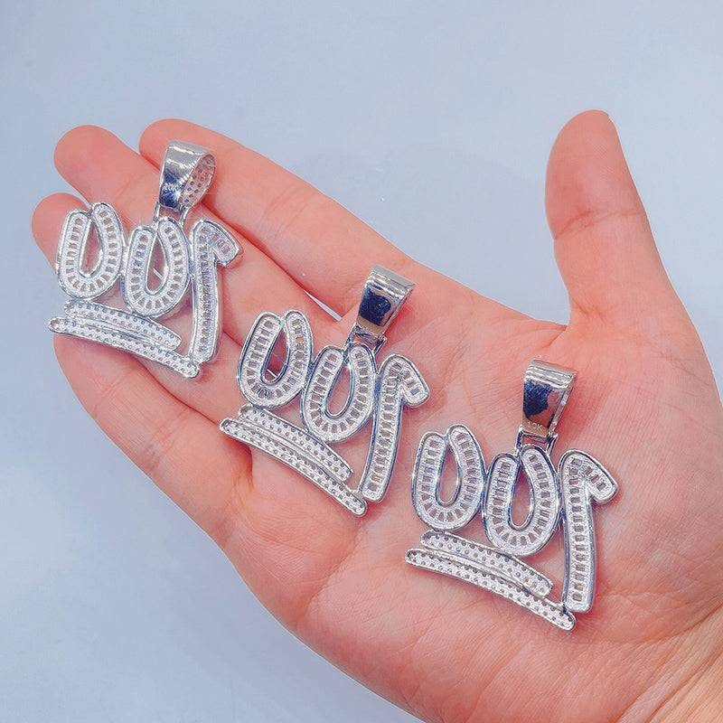 Hip Hop Iced out Baguette Moissanite Diamond 100 Score Pendant Silver 925