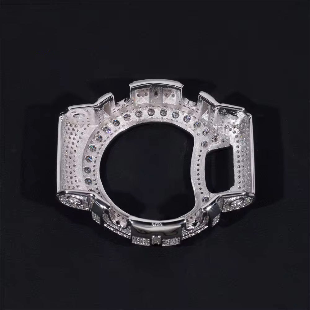 G Shock Dw6900 Watch Case VVS Moissanite Diamond Fully Iced 925 Silver