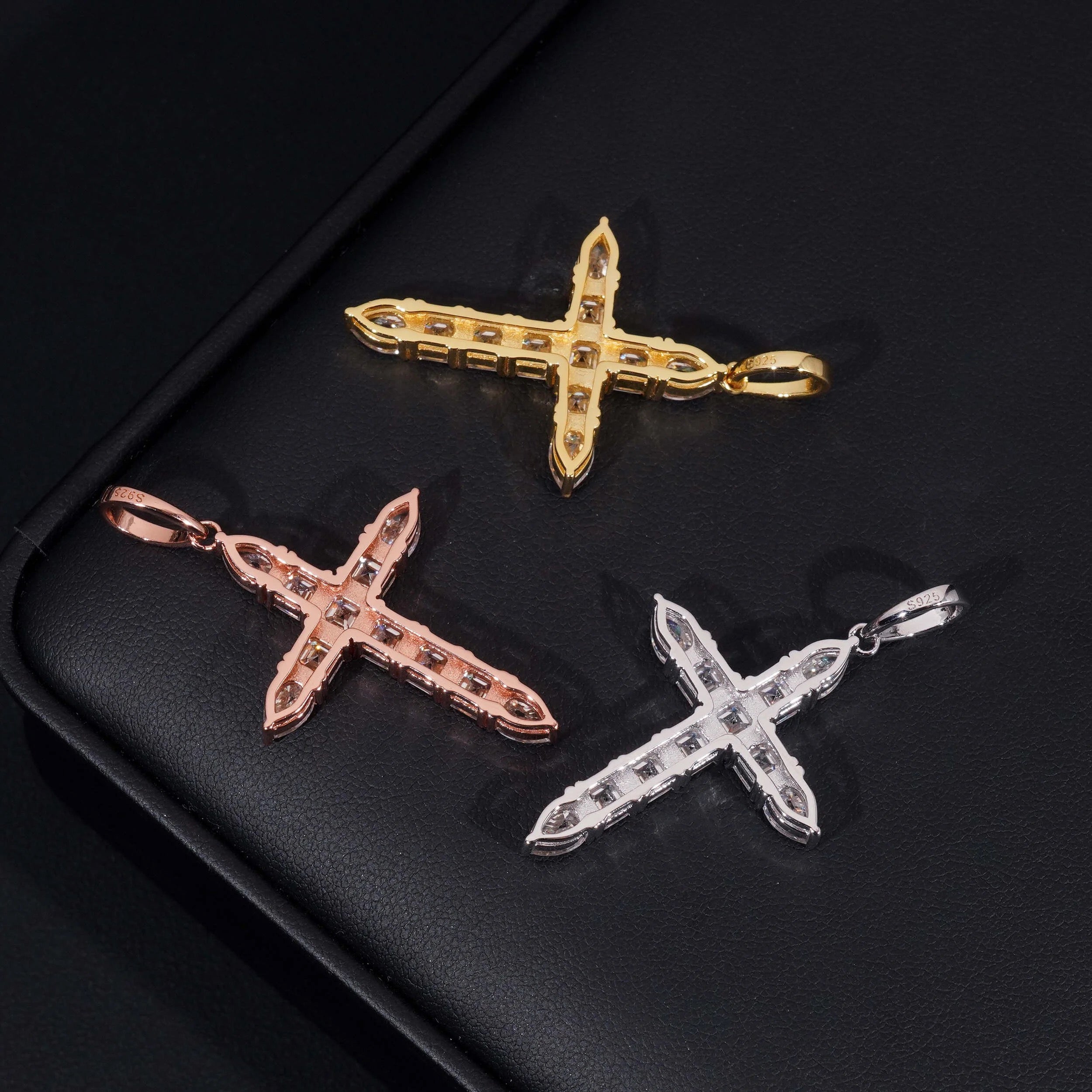 New Arrival 1.75Inch Tall VVS Moissanite Fancy Cut Cross Pendant Mini Size For Men And Women