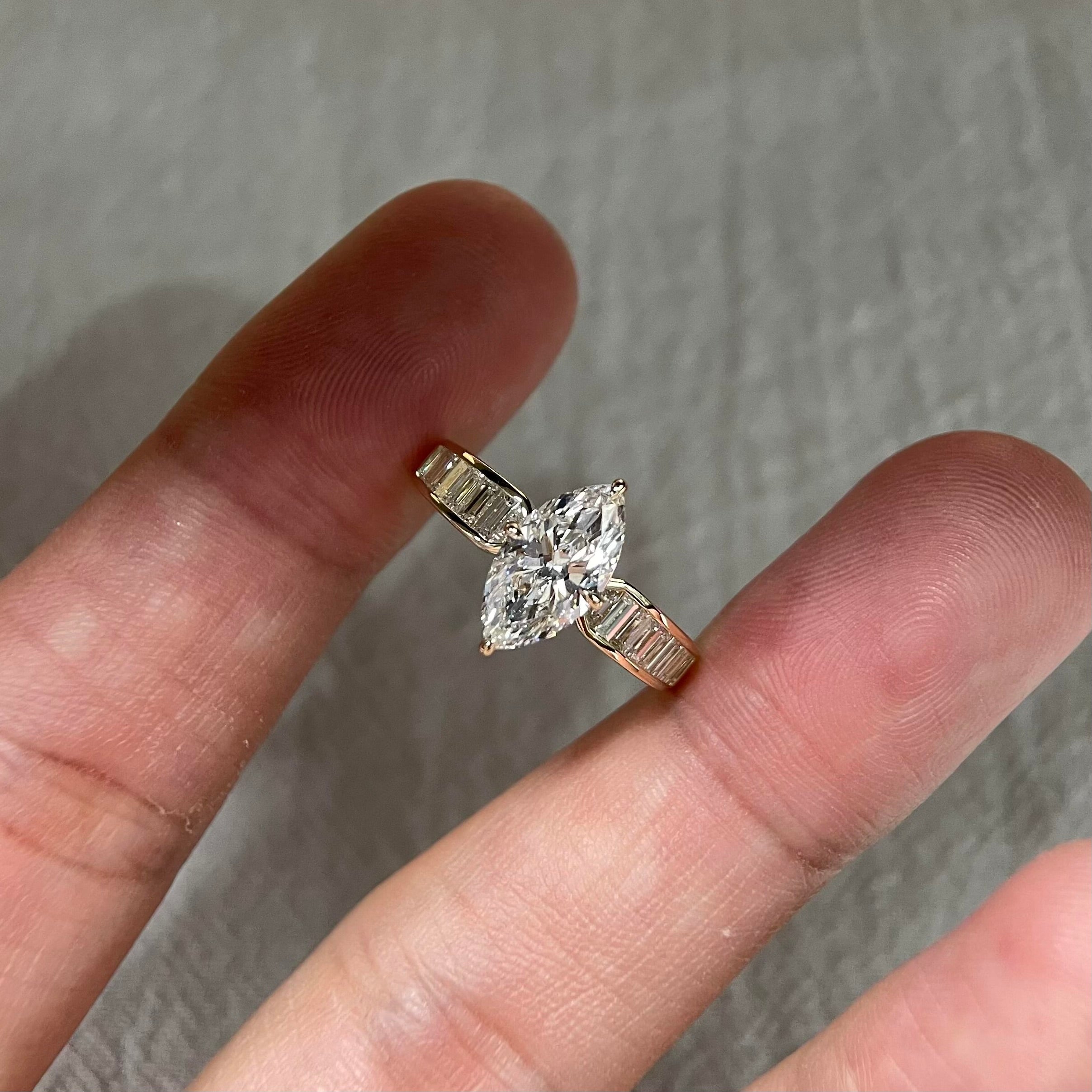 1.5 Carat Marquise Cut Vintage Lab Grown Diamond Ring