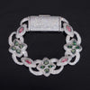 20MM Iced Out Pink Mix Green Moissanite Infinity Link Bracelet For Men Jewelry