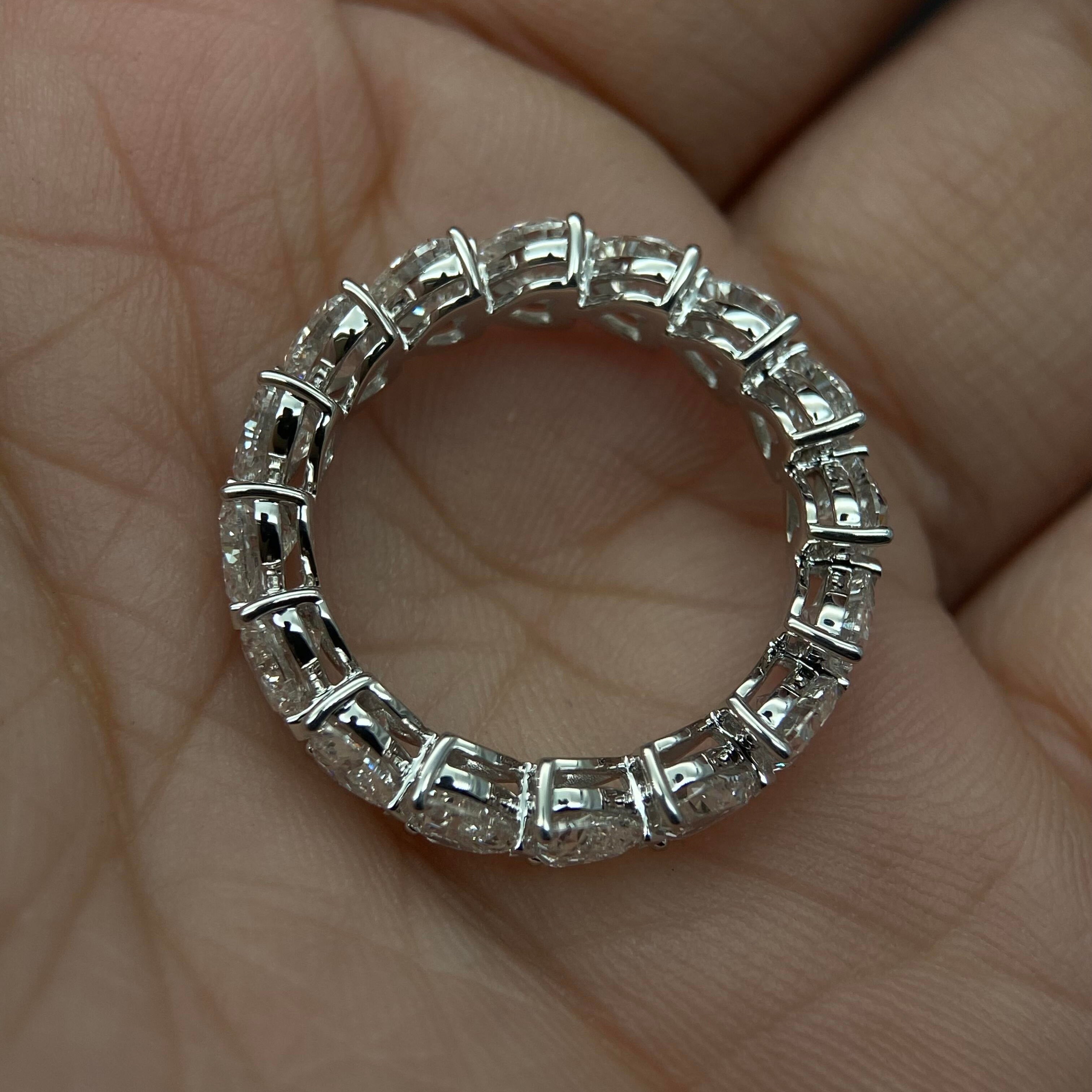 Platinum Lab Grown Diamond Heart Cut Eternity Ring Band 30 Pointer