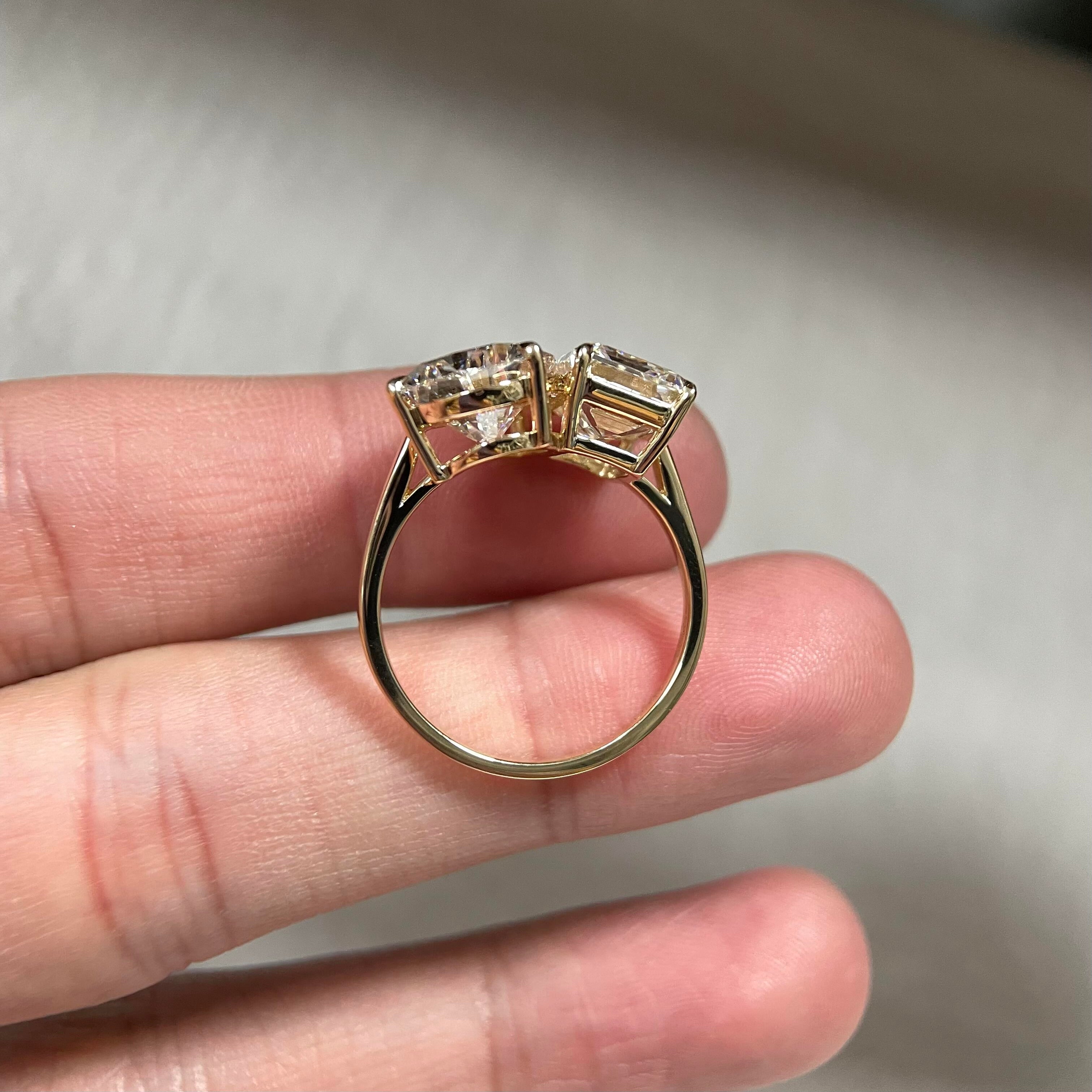 18K Yellow Gold Two Stone 10 Carat Lab Grown Diamond Ring