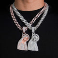 3.5inch Mosaic Setting Iced Out Virgin Maria Pendant