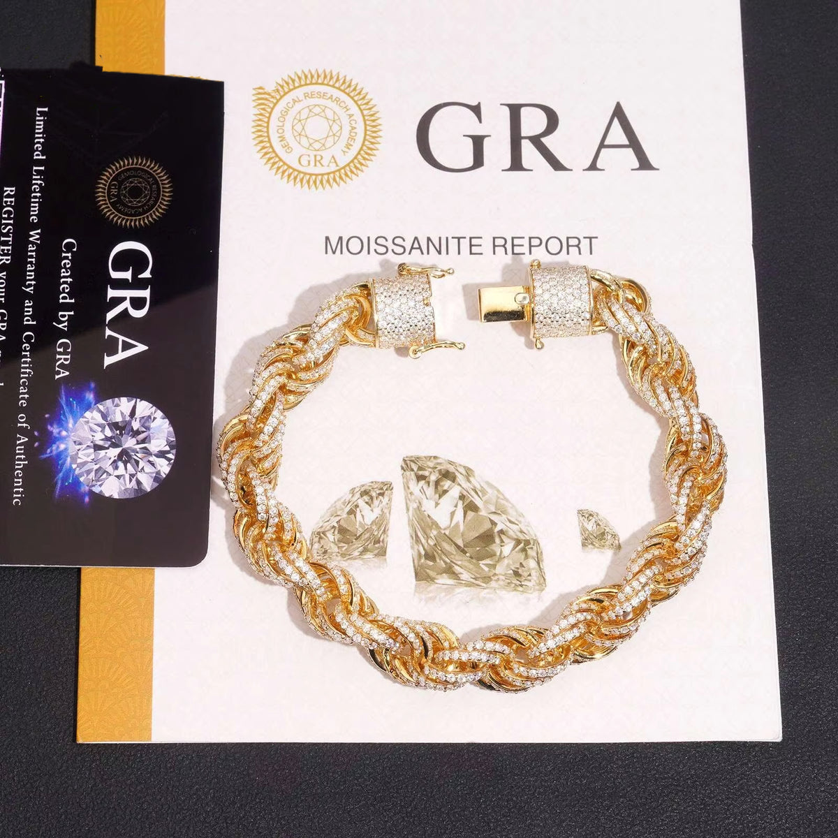 10MM Iced Out Moissanite Diamond Rope Bracelet