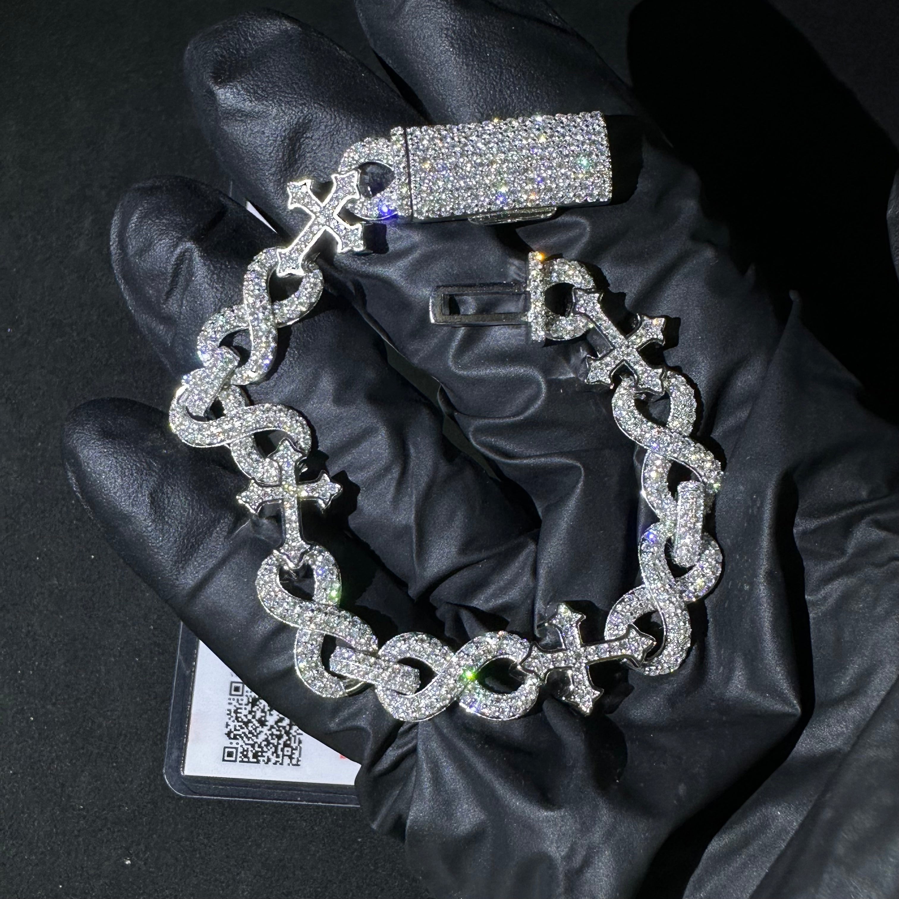 925 Sterling Silver Lab Grown Diamond Infinity Bracelet 13MM