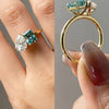 10K Yellow Gold Women Moissanite Two Stone Ring White Mix Tiffany Blue