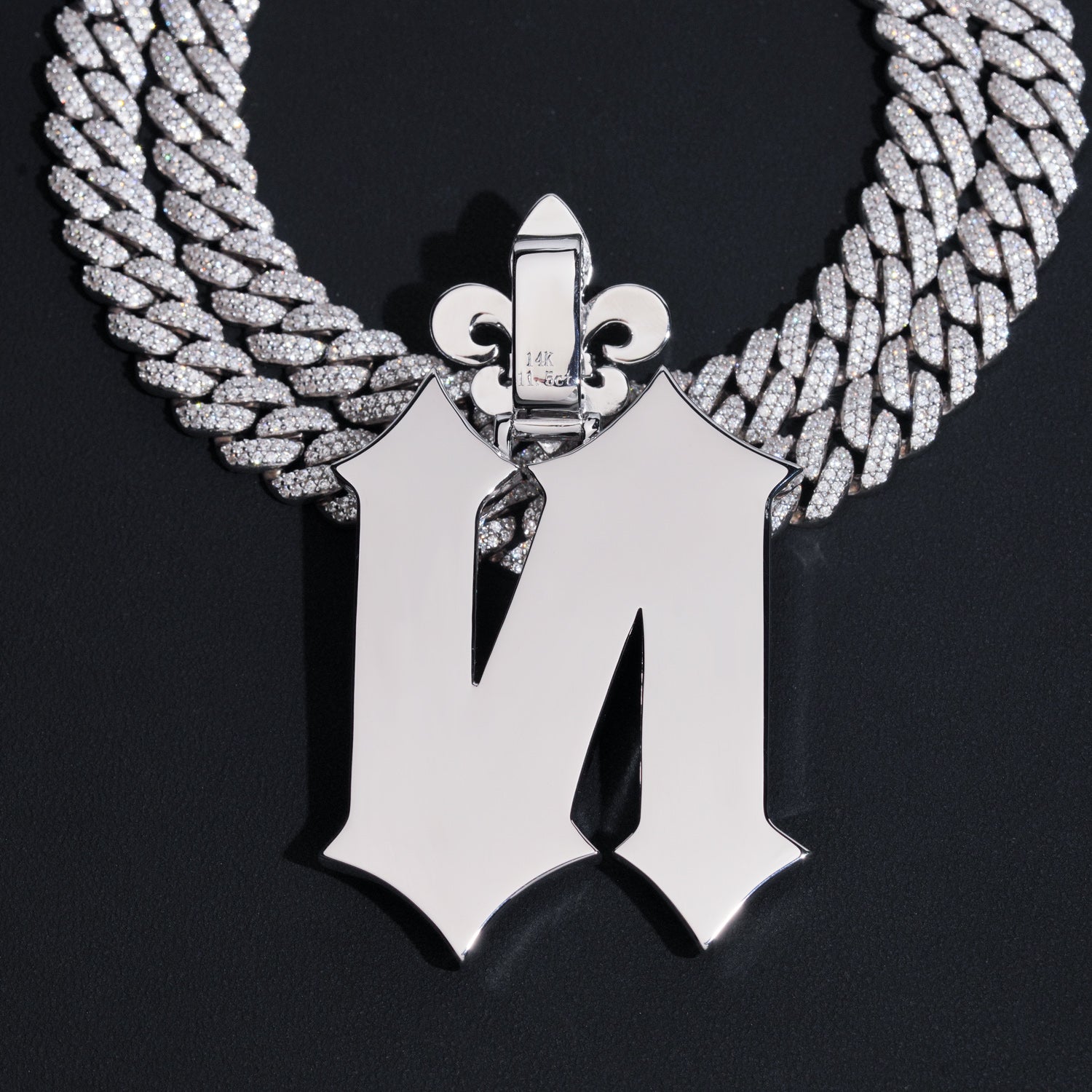 2Inch Custom Made Initial N Pendant Fit for 10MM Cuban Chain VVS Moissanite