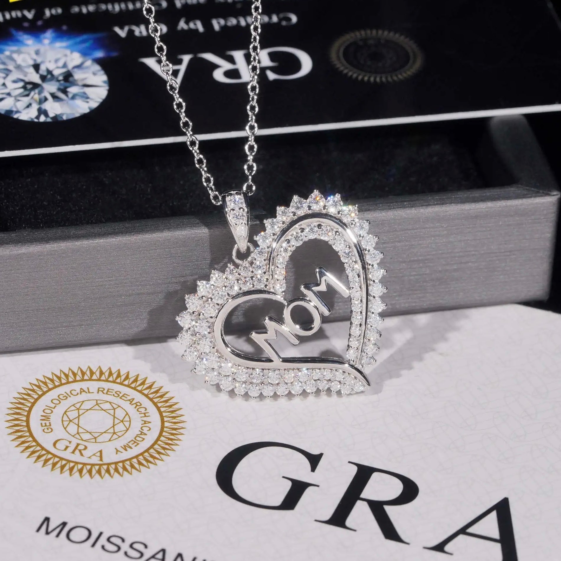 925 Silver Mom Pendant Vvs Moissanite Diamond Pass Diamond Tester Necklace