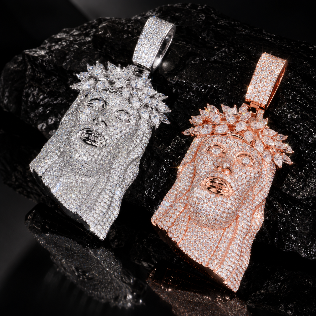 Sterling Silver 925 Hip Hop 2.5Inch Tall Moissanite Jesus Pendant Fully Iced For Men