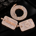 Buss Down Silver 925 Rose Gold Plating Custom Made Baguette Moissanite Design Dog Tag Pendant